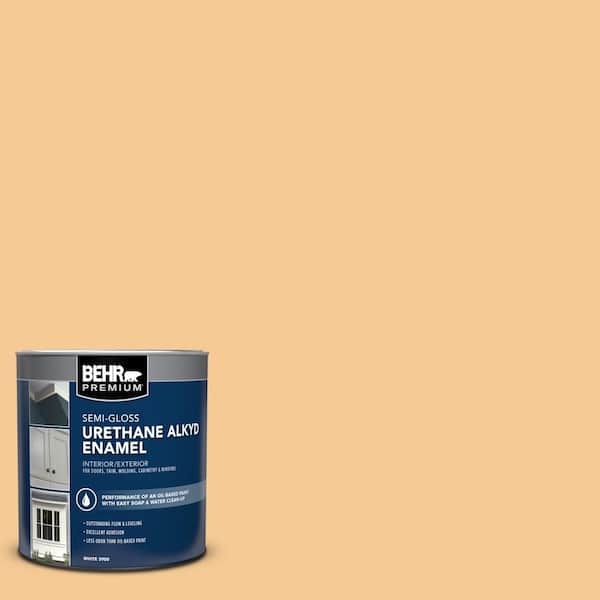 BEHR PREMIUM 1 qt. #AE-22 Burlap Gold Semi-Gloss Enamel Urethane Alkyd Interior/Exterior Paint
