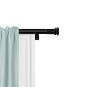 48 in. - 120 in. Single Curtain Rod in Black with Cap Finial