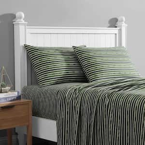 Varadero Typeface 3-Piece Green/Grey Microfiber Twin Sheet Set