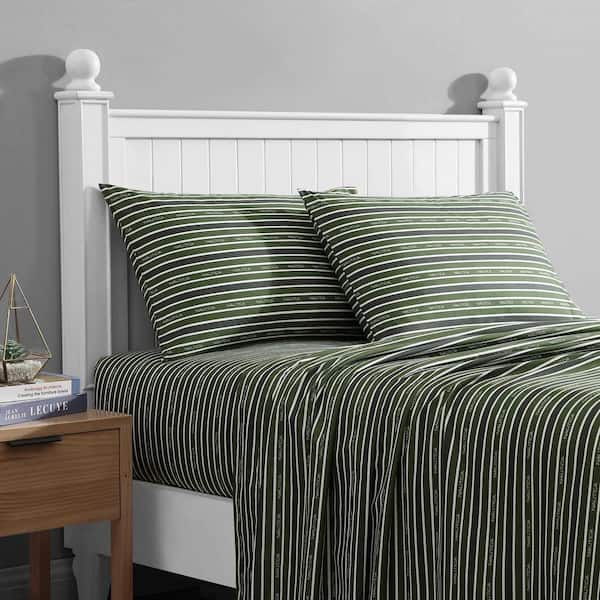 Nautica Varadero Typeface 3-Piece Green/Grey Microfiber Twin Sheet Set