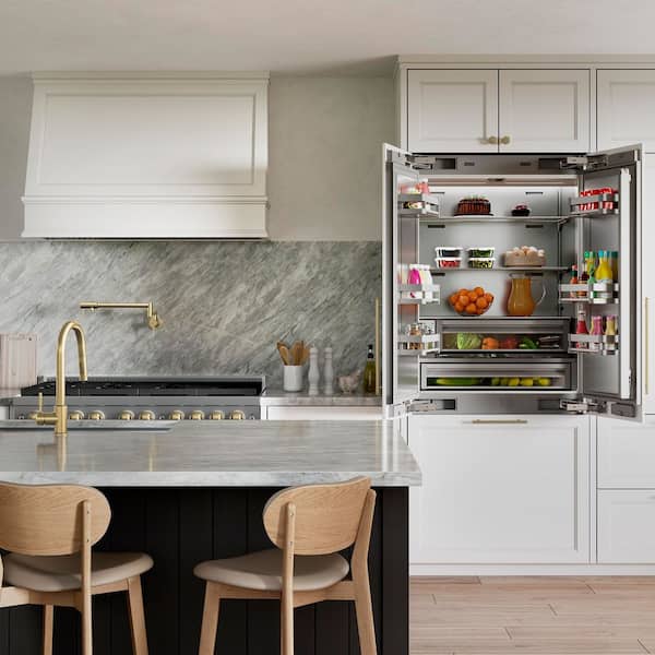 36 in. 19.6 cu. ft. Panel Ready Built-In Bottom Freezer Refrigerator with Stainless Steel