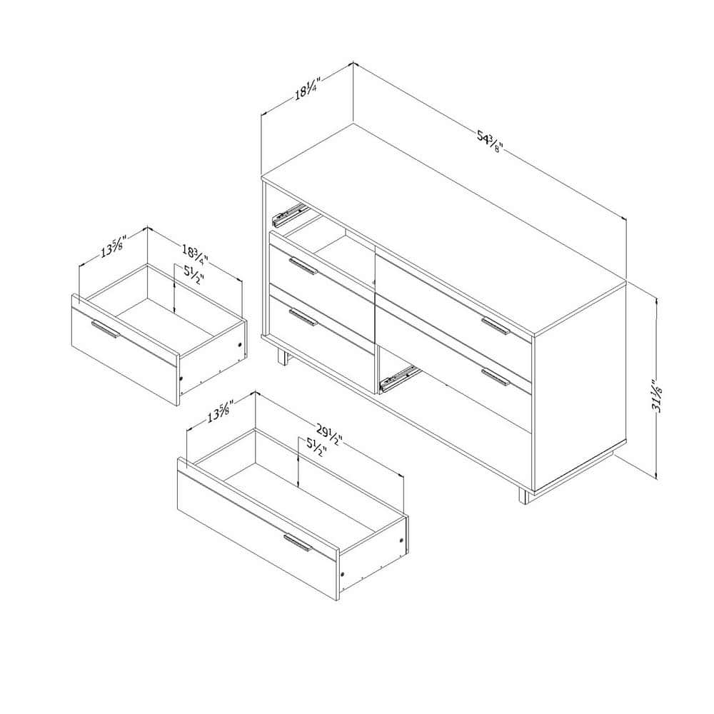Gray Oak 6-Drawer Double Dresser with Metal Handles