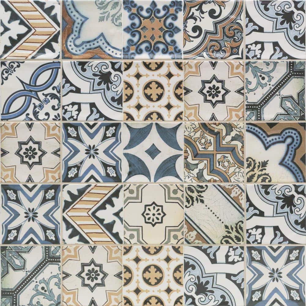 Pier Warm Deco Encaustic 4 in. x 0.24 in. Polished Ceramic Subway Wall Tile Sample price history on PriceWatchPro