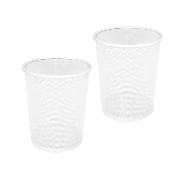 Seville Classics 6 Gal. Round Mesh Wastebasket Recycling Bin (2-Pack), White