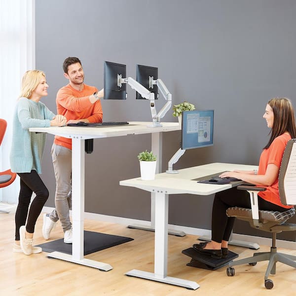 LACOO 55 in. White Electric Standing Desk Height Adjustable Wooden