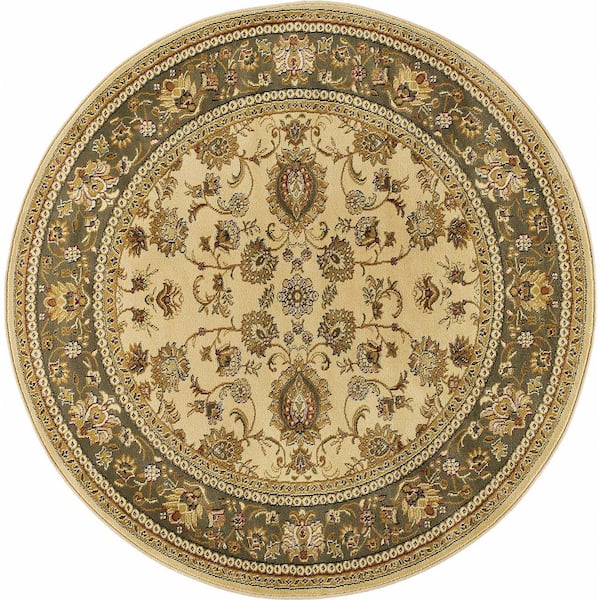 Sensation Border Ivory 6 ft. Round Indoor Area Rug
