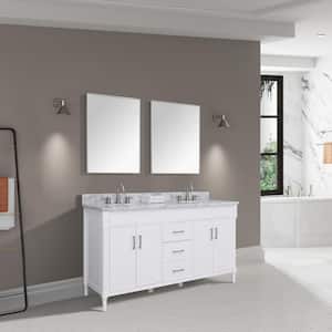 Bristol 61 in. W x 22 in. D x 35 in. H Bath Vanity in White with Whtie Marble Top