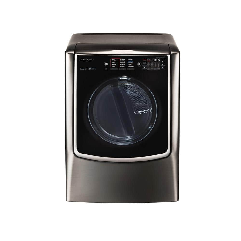 LG SIGNATURE 9.0 Cu. Ft. Vented SMART Electric Dryer in Black Stainless Steel with Touch Control Panel and TurboSteam