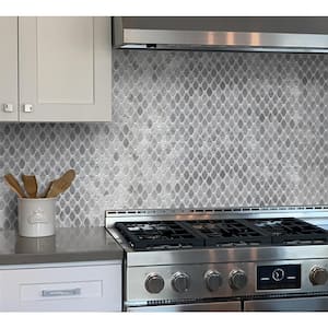 Gray and White 11.8 in. x 12.4 in. Octagon Polished Marble Mosaic Tile (5.08 sq. ft./Case)