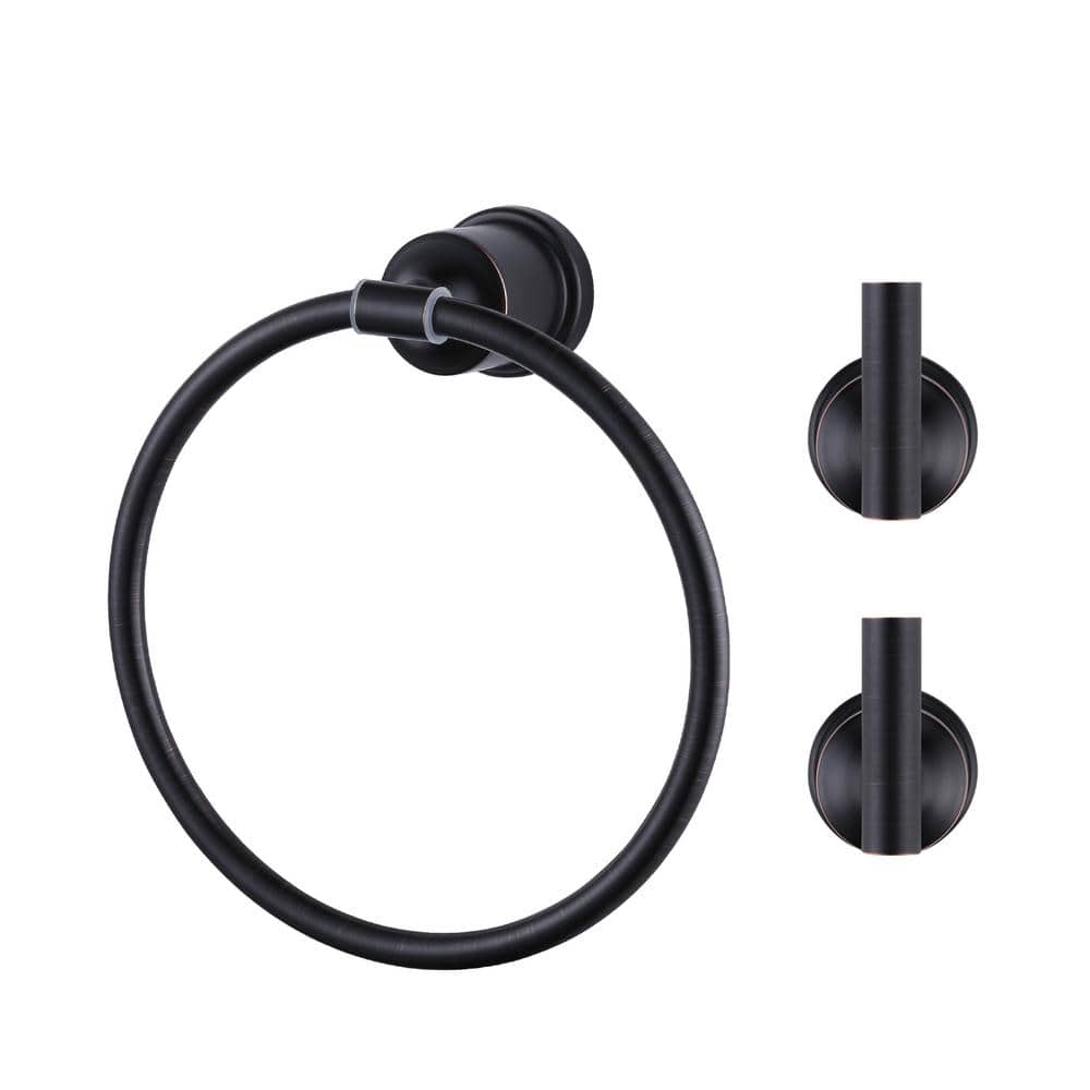 IVIGA 3Piece Stainless Steel Bathroom Hardware Set Including Towel Ring and 2 Robe Hooks in Oil