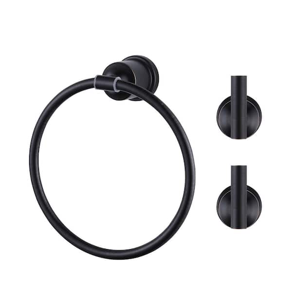 IVIGA 3-Piece Stainless Steel Bathroom Hardware Set Including Towel Ring and 2 Robe Hooks in Oil Rubbed Bronze