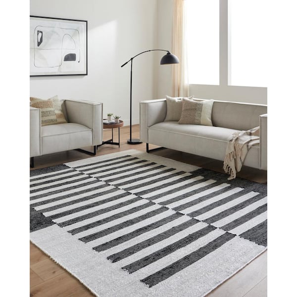 Diane Off-White/Black 8 ft. x 10 ft. Cottage Indoor Area Rug