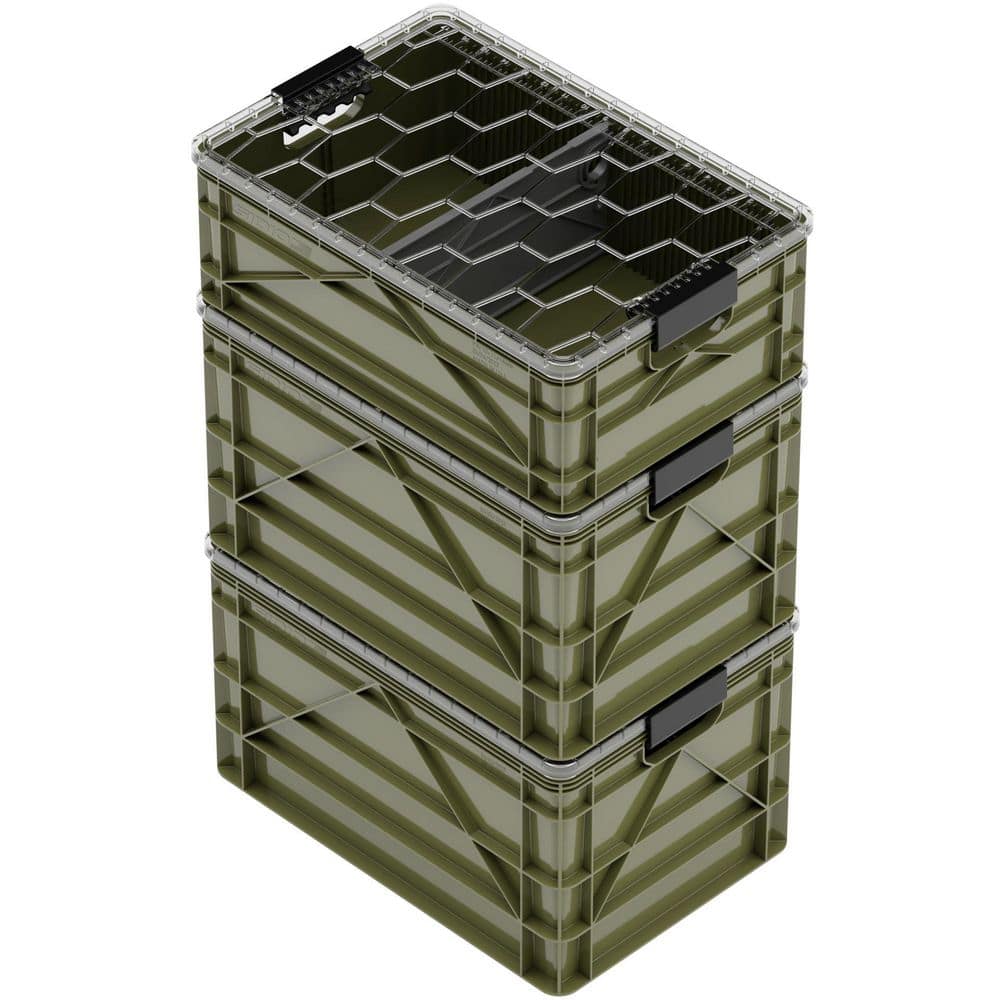 Crate Starter Pack 2 Full-Size and 1 Half-Size Heavy Duty Stackable Storage Bins with Lids and Dividers Green price history on PriceWatchPro