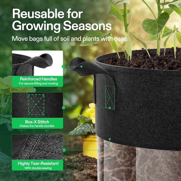 7 Gallon Visible Nonwoven Fabric Grow Bag (3-Pack) VIVOSUN