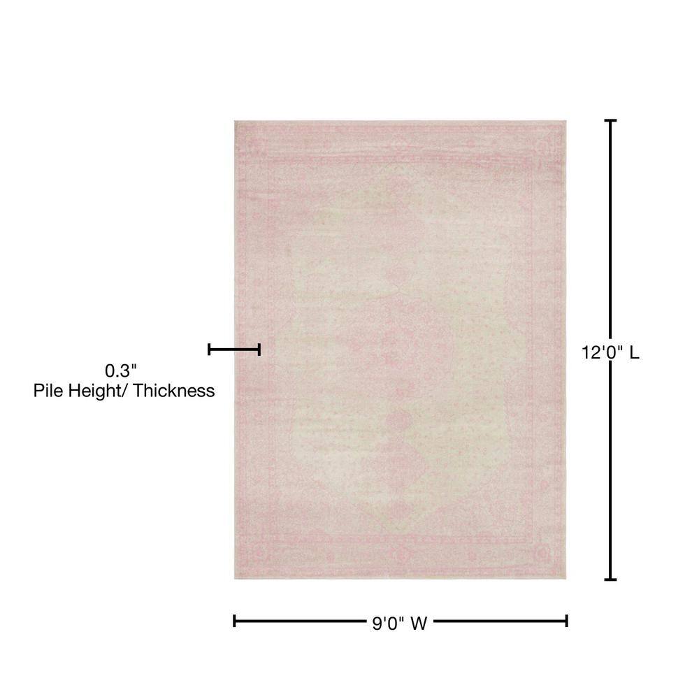 Pink Medallion 9' x 12' Stain-Resistant Synthetic Area Rug