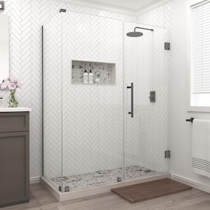 Bromley 60.25 in. to 61.25 in. x 34.375 in. x 72 in. Frameless Corner Hinged Shower Enclosure in Matte Black