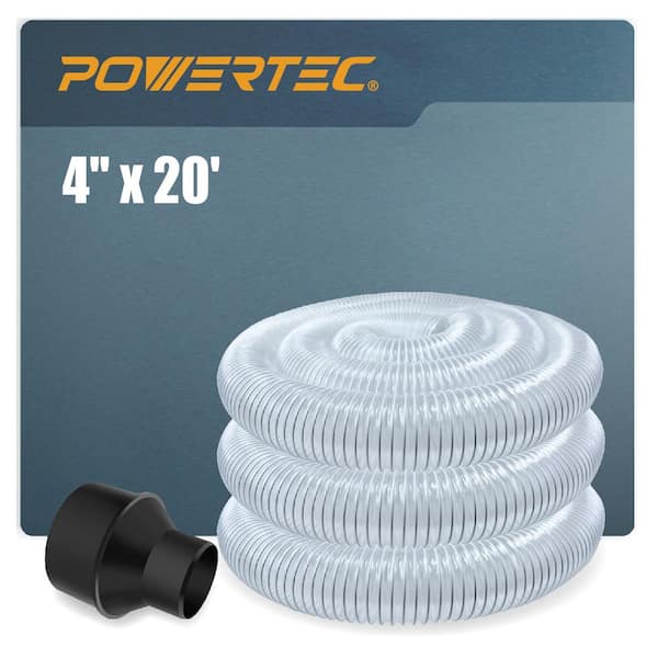 ‎POWERTEC 4 in. x 20 ft. Dust Collection Hose with Cone Reducer for Dust Collection Systems