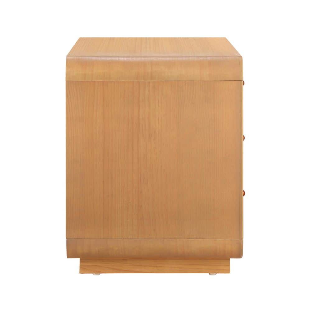Creston Modern Olive Green 3-Drawer Curved-Edge Bedside Table Nightstand - thumbnail 2