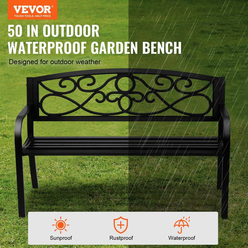 VEVOR 50" Gray Metal Outdoor Garden Bench