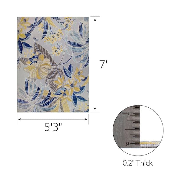 Song Traditional Multi-Colored 5 ft. x 7 ft. Floral Polypropylene Indoor/Outdoor Area Rug