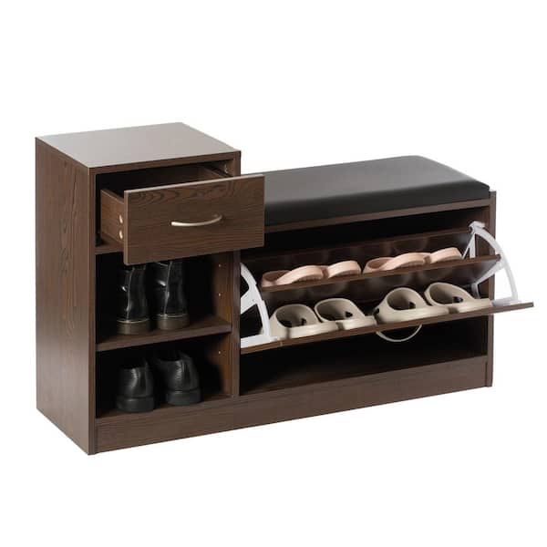  YQ WHJB Shoe Storage Bench with Hidden Shoe Rack,Leather  Entryway Shoe Bench Seat Shoe Organizer Shoe Cabinet,Modern Entry  Decorative Furniture-B-Brown 100x30x51cm(39x12x20inch)… : Home & Kitchen
