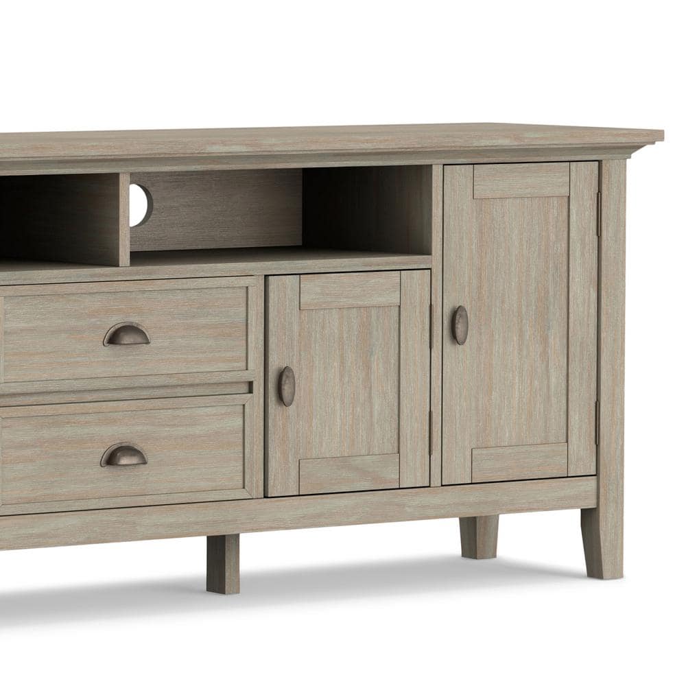Redmond Distressed Grey Solid Wood 72" TV Media Stand