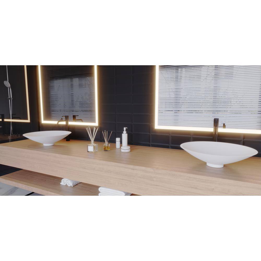 Mahdi Matte White Ceramic Round Vessel Sink, 18.9"