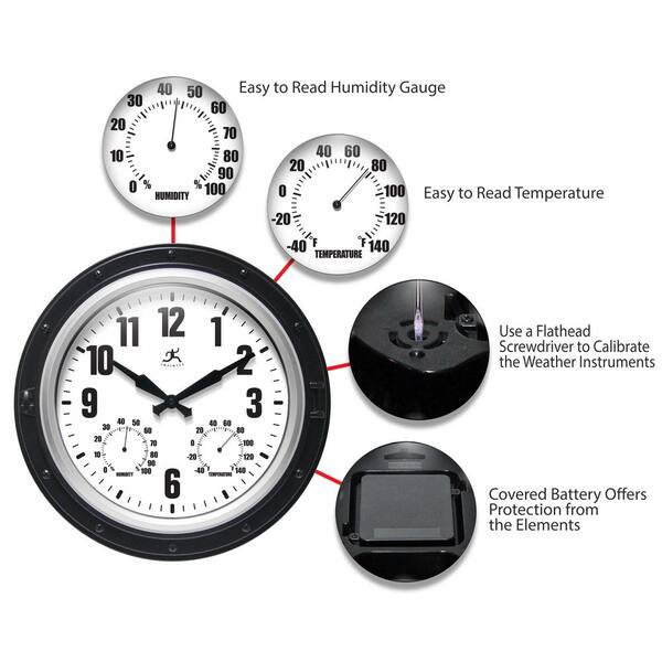 Infinity Instruments 8'' Wireless Outdoor Clock Thermometer