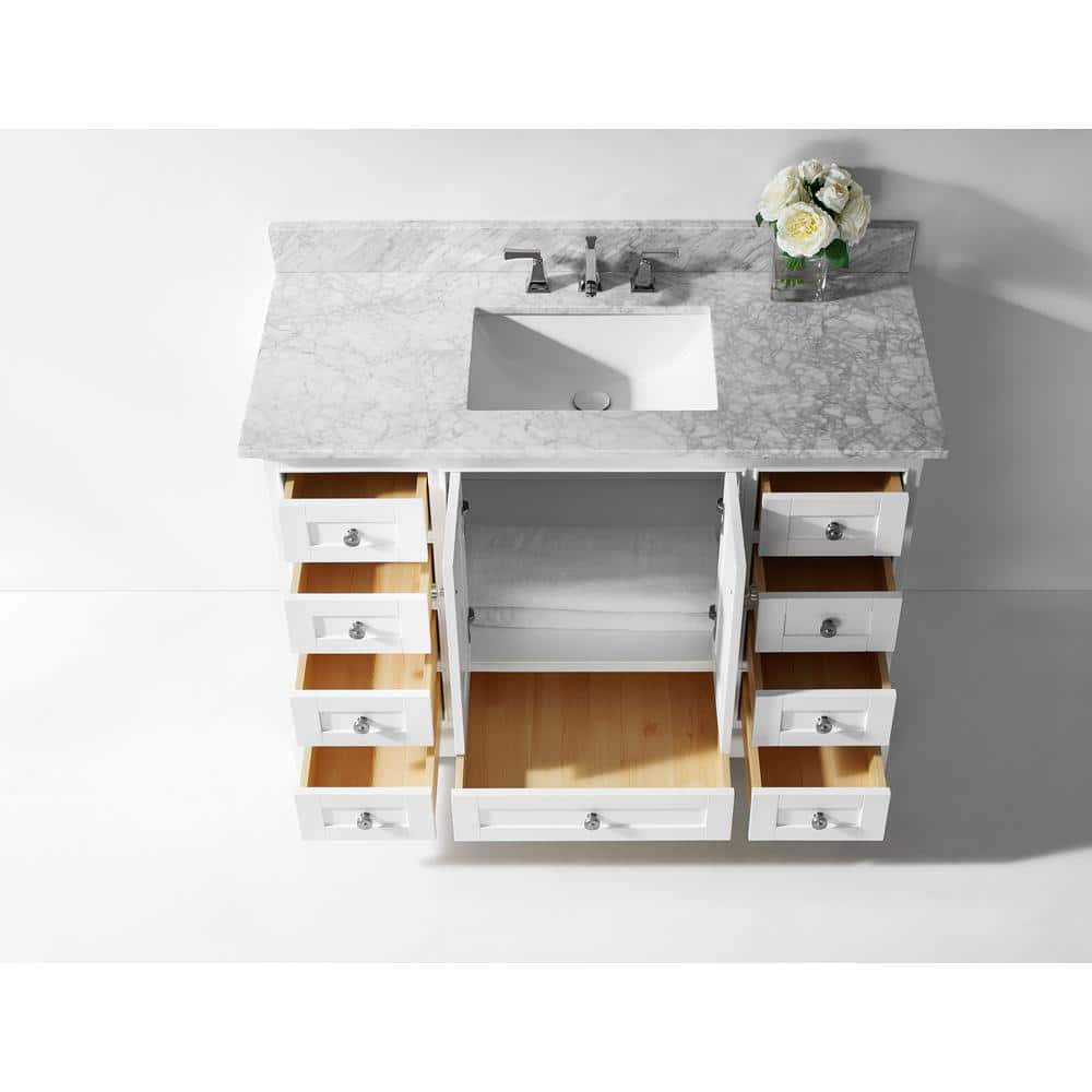 Audrey 48'' White Marble Top Single Sink Vanity
