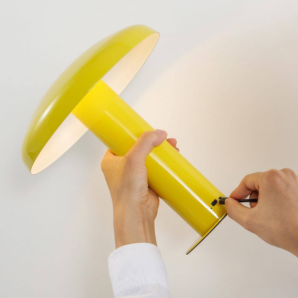 Suillius 11" Satin Yellow Cordless Metal Dome Table Lamp
