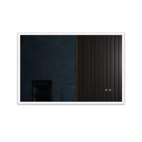 Sanlan ML01 36 in. W x 24 in. H Large Rectangular Frameless Anti-Fog LED Wall Bathroom Vanity Mirror in White