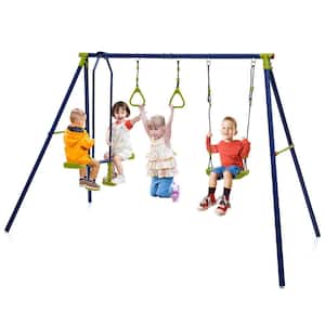 440 lbs. Swing Set 3-in-1 Kids Swing Stand with Swing Gym Rings Glider for Backyard