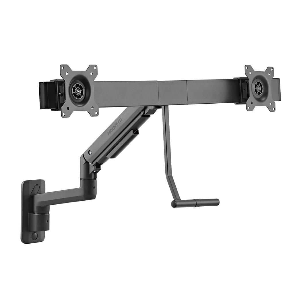 Dual Monitor Wall Mount with Gas Spring Arm and Crossbar for 17 in. to 32 in. Monitors