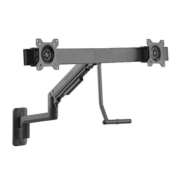 Dual Monitor Wall Mount with Gas Spring Arm and Crossbar for 17 in. to 32 in. Monitors
