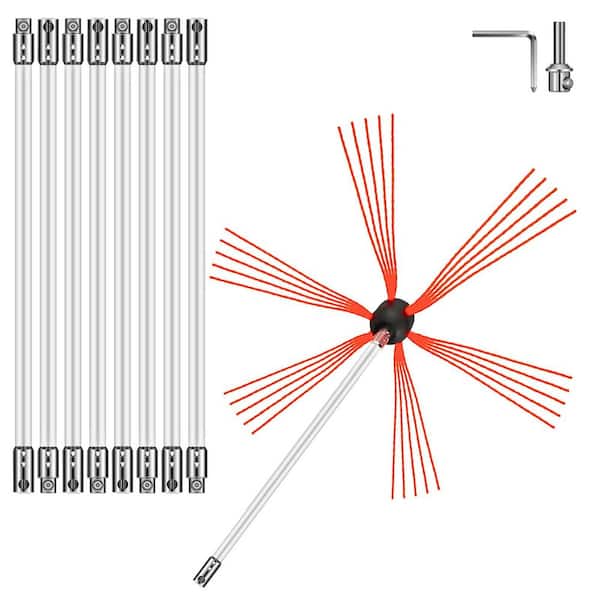 SKYSHALO Chimney Sweep Kit 30 ft. Length, Chimney Brush Kit, 9 Nylon Flexible Rods, Rotary Chimney Cleaning Kit Driven by Drill