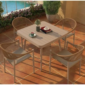 Champagne Square Aluminum Patio Dinning Table for 4-Persons