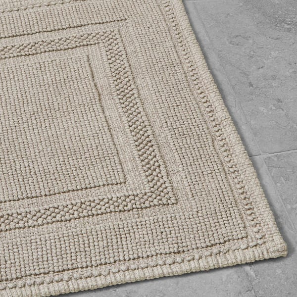 Stonewash Racetrack Washed Brown  21 in. x 34 in. Cotton Rectangular Bath Rug