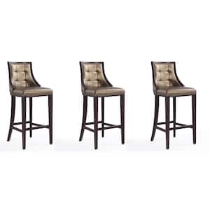Fifth Avenue 45 in. Bronze and Walnut Beech Wood Bar Stool (Set of 3)