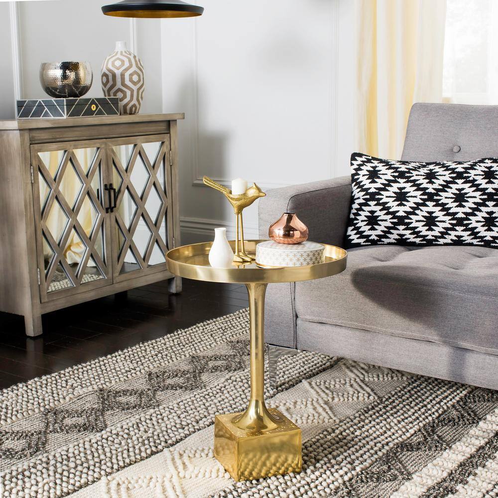 Corvus 16" Antique Brass Round Metal Side Table
