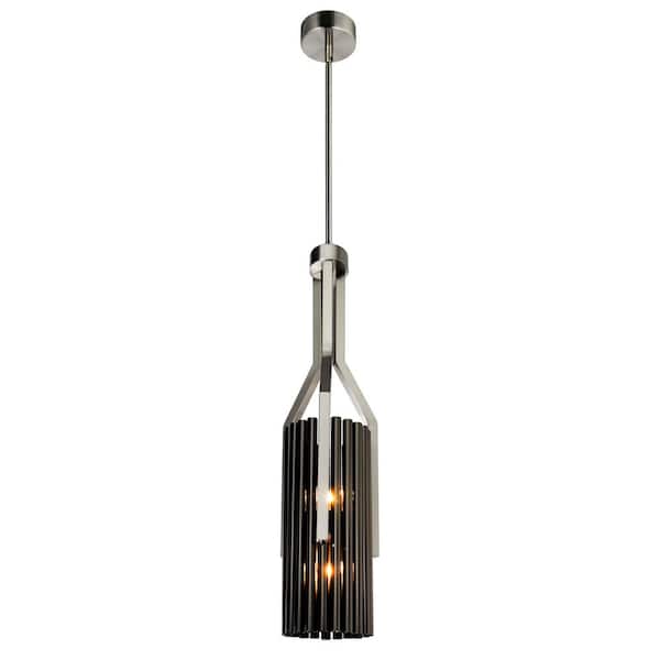 Fermont 6 Light Satin Nickel and Pearl Black Mini Pendant