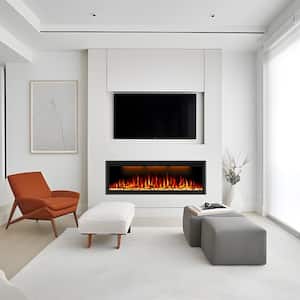 48 in. Smart Electric Recessed and Wall Mounted Fireplace with Remote in Black Fireplace Insert