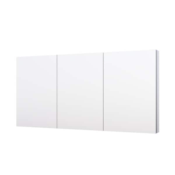 RO 60 in. W x 30 in. H Rectangular Surface or Recessed Mount Chrome Aluminum Medicine Cabinet with Mirror