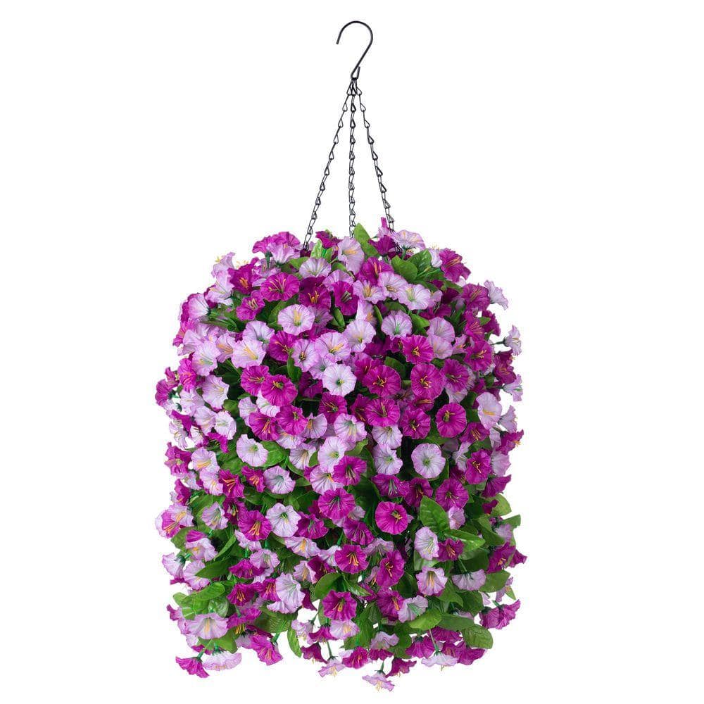 25 in Purple Silk Outdoor Artificial Morning Glory Vines Violet