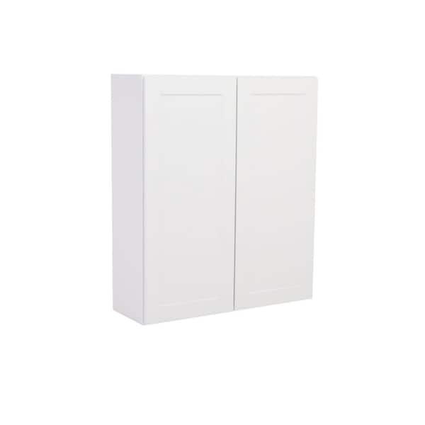 Shaker 36 in. W x 12 in. D x 42 in. H Assembled Wall Cabinet in Satin White