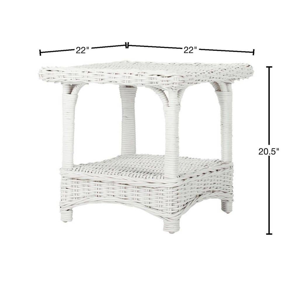 Bowen White Wicker and Rattan Box Accent Table