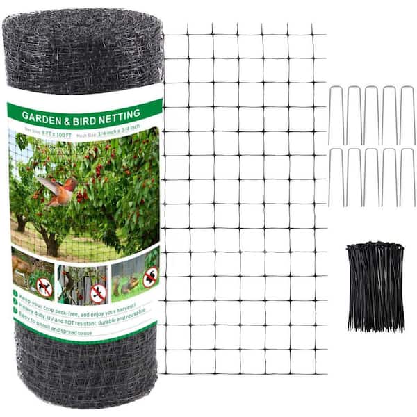 Outdoor Deer and Bird Netting, 8 ft. x 100 ft. Heavy Duty Garden Fence for Plant Protection