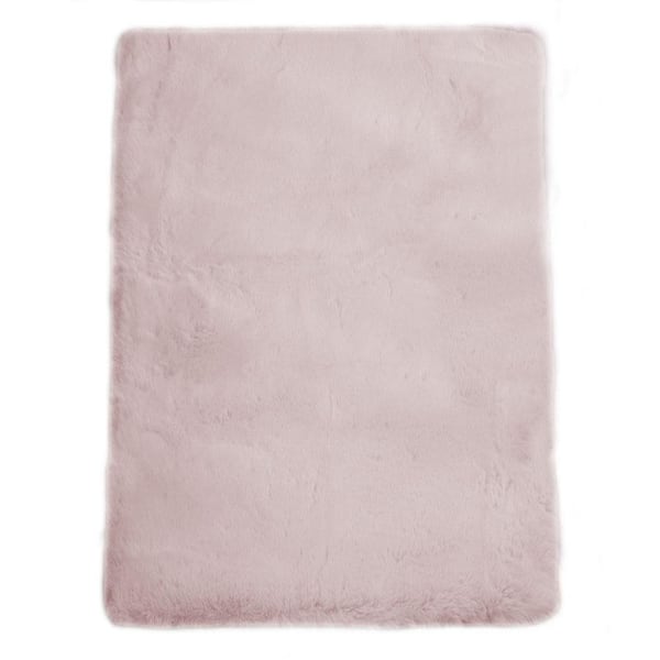Latepis Mmlior Faux Rabbit Fur Pink 8 ft. x 10 ft. Fluffy Cozy Furry Area Rug