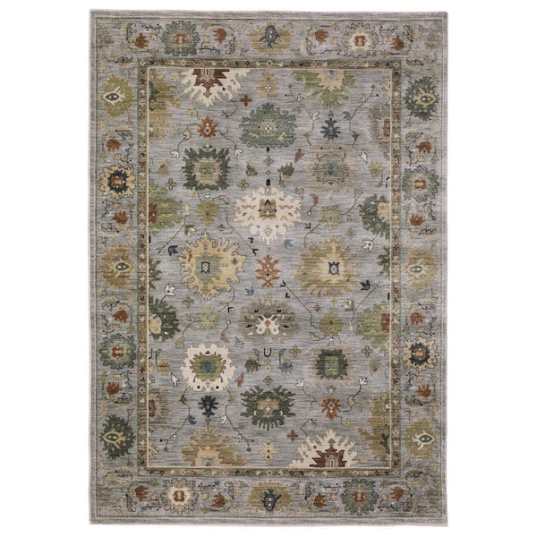 AVERLEY HOME Elanor Blue/Multi 10 ft. x 13 ft. Floral Oriental Polyester Fringe-Edge Indoor Area Rug