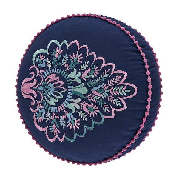 Unbranded Kinsley Indigo Round Decorative Throw Pillow