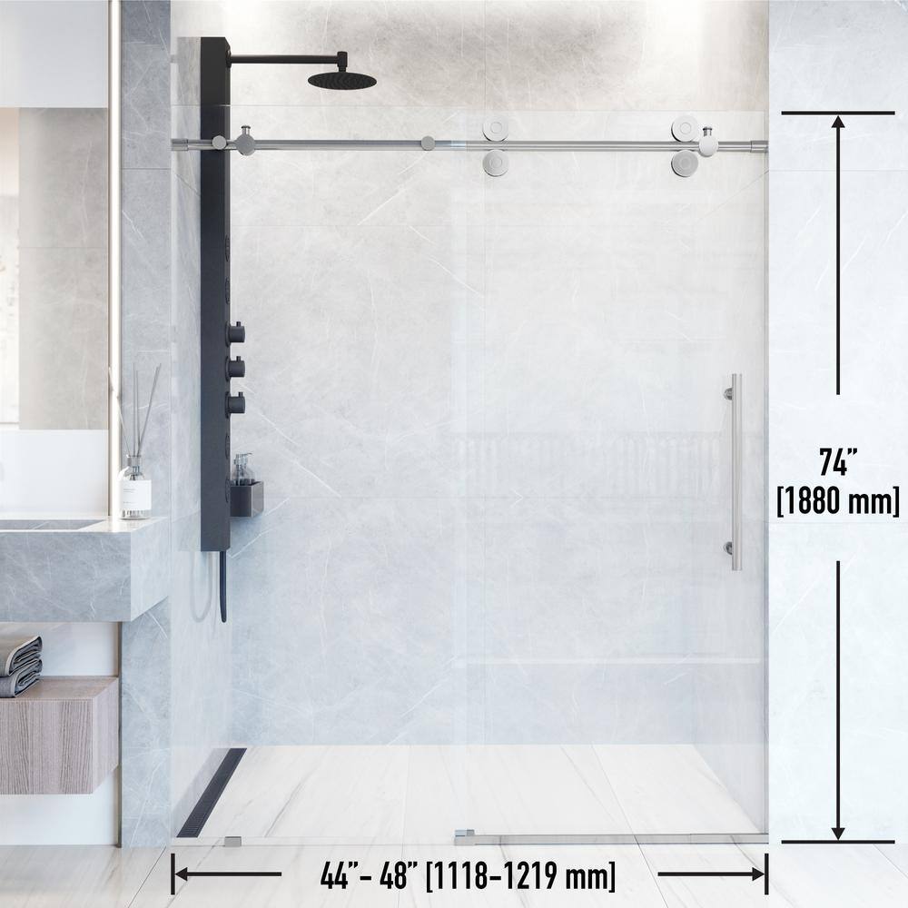 Elan 48-inch Frameless Sliding Shower Door with Clear Glass and Chrome Hardware